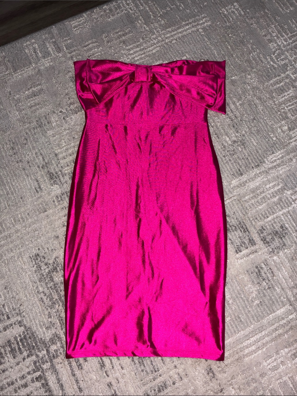 Fashion Nova Hot Pink Strapless Bow Bodycon Dress